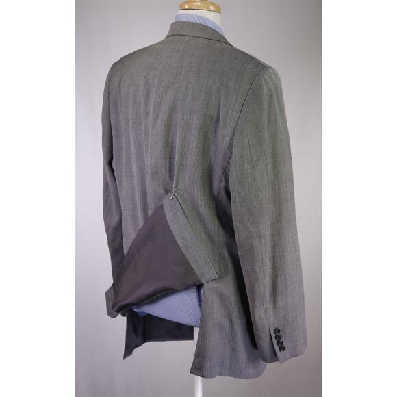 Joseph Abboud Gray Herringbone Woven Silk Wool 2-Btn Sportcoat Blazer 44R - Picture 7 of 9